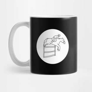 Horse rider. Horse racing. Interesting design, modern, interesting drawing. Hobby and interest. Concept and idea. Mug